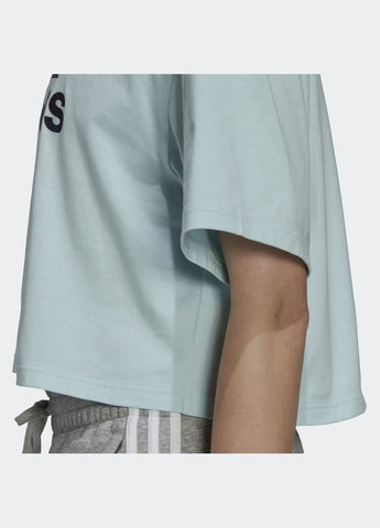 Голубая летняя футболка adidas Zoe Saldana Cropped Logo