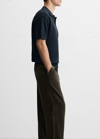 Темно-синяя футболка-поло для мужчин Zara однотонная