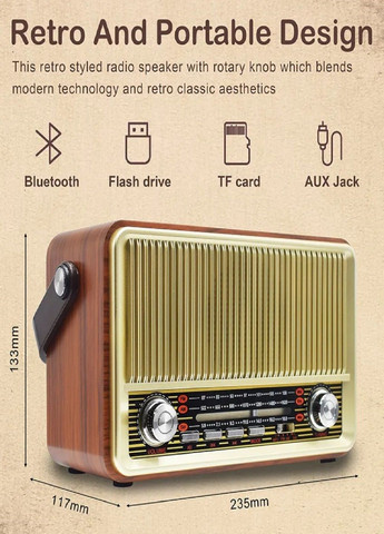 Радиоприемник портативный Kemai MD-510 радио на аккумуляторе Коричневый VTech (319205410)