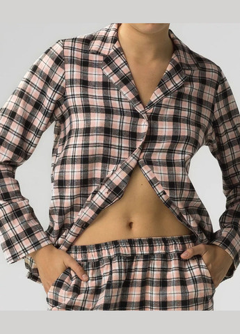 Бежева зимня жіноча фланелева піжама сорочка + брюки Atlantic