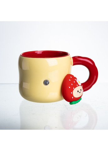 Чашка порцелянова 400 мл з магнітом, жовтий з червоним Yiwu (367583132)