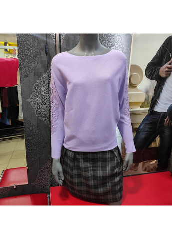 Бузковий демісезонний светр жіночий яскравий джемпер однотонний летюча миша стрази xl No Brand