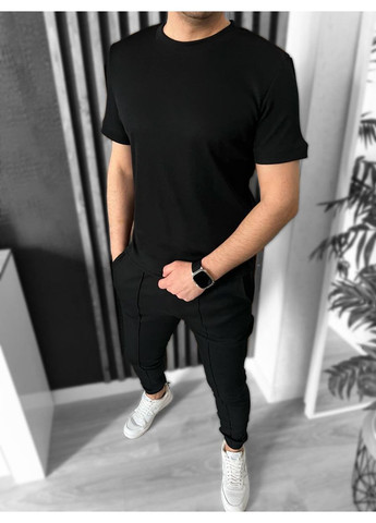 Черный демисезонный мужской костюм из рубчика брючный Україна