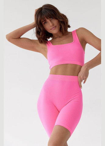 Жіночий еластичний костюм з велосипедками і топом - кремовий колір, L (sku_2681) No Brand (315390860)