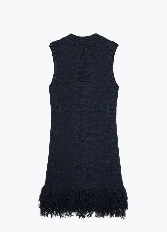 Темно-синее платье Zara однотонное