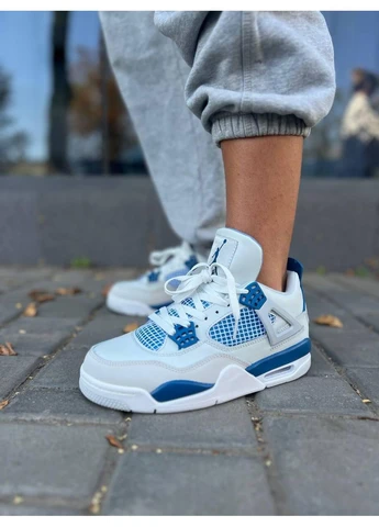 Синій літні кросівки nike air jordan 4 retro golf military blue найк аір джордан сині No Brand