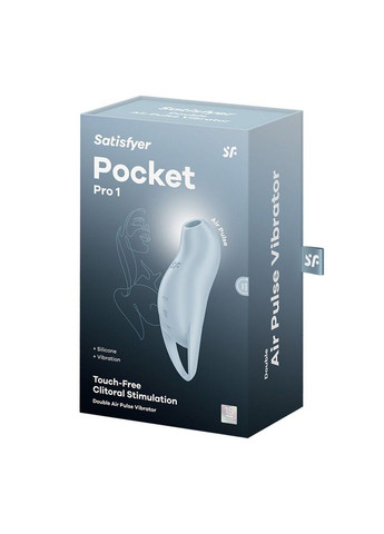 Вакуумний кліторальний стимулятор з вібрацією Pocket Pro 1 Blue Satisfyer (333332630)