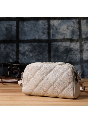 Модна жіноча сумка прошита ромбами з натуральної шкіри 22931 Білий Vintage (361679873)