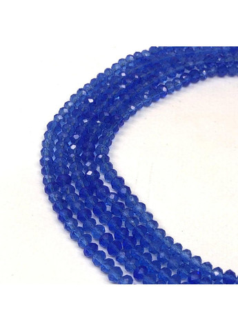 Намистини кришталеві рондель 4х3мм, нитка-130 шт, синій прозорий Plus-plus (354797277)