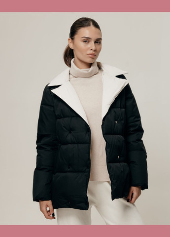 Черная куртка с поясом бежево-молочная HAIZIYUAN