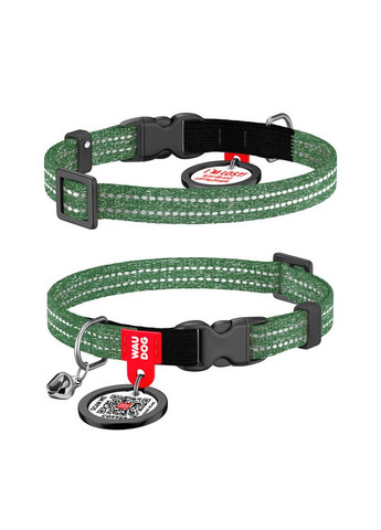 Нашийник для котів з відновленої бавовни WAUDOG Re-cotton з QR паспортом, світловідбиваючий, пластиковий фастекс,, Ш 10 мм, Дов No Brand (363198385)