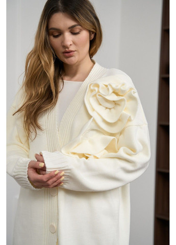 Кардиган жіночий в'язаний оверсайз HEART молочний Handy Wear (323652902)