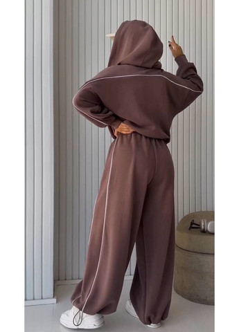 Жіночий спортивний костюм оверсайз на флісі: худі та широкі штани MonCher (363020942)