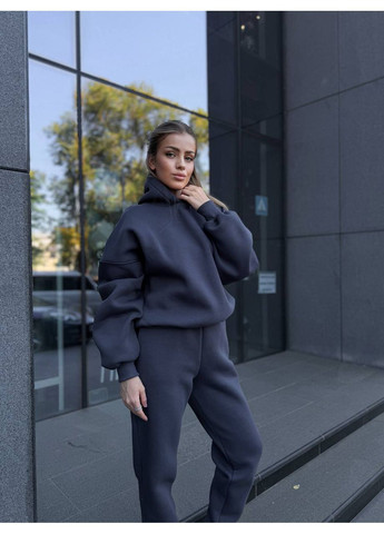 Костюм базовий Турецька тринитка Піньє,манжет рібана,двойний капюшоном,не кпшлатиться,кофта оверсайз та штани висока посадка Україна (362181866)