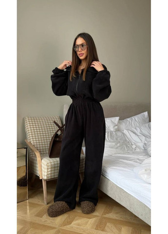 Женский комбинезон Гермес комбинезон-брюки однотонный чёрный повседневный флис