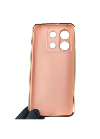 Чохол для POCO X6 глянсовий із золотою окантовкою із захистом камери на сяомі поко х6 рожевий пудровий Xiaomi (366022813)