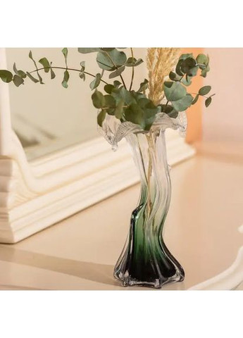 Декоративная стеклянная ваза для цветов 29 см фигурная Зеленая HP-9-1 Yiwu (371391794)