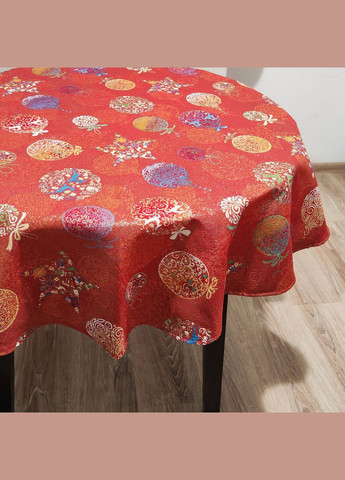 Гобеленовая красная новогодняя овальная скатерть с золотистой нитью, Новогодняя скатерть на овальный стол 140, 240 Maystat (306748459)