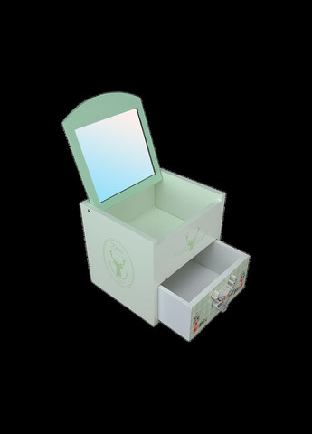 Ящик с зеркалом и ящиком зеленый Олень 11.5*10.5*11 см 1101 No Brand (272150256)
