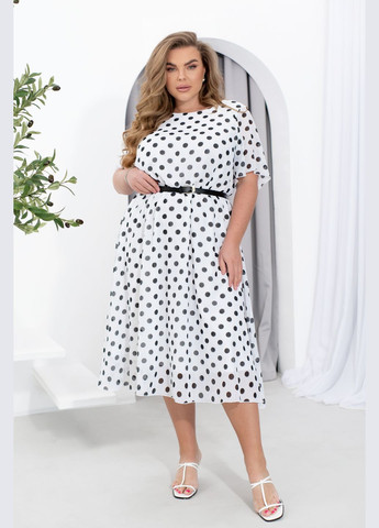 Белое повседневный платье Minova в горошек