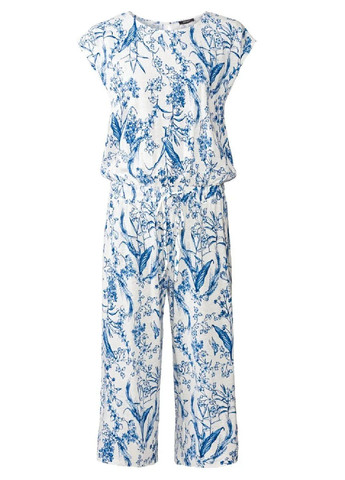 Женский льняной комбинезон Esmara комбинезон-брюки цветочный голубой кэжуал вискоза, лен