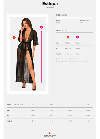 Черный демисезонный халатик длинный прозрачный estiqua peignoir Obsessive