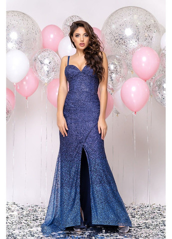 Темно-синее вечернее платье золотая рыбка 20031 Tanita-Romario