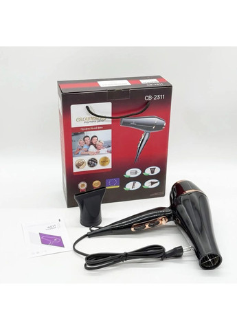 Фен для волос СВ-2311 концентратор для укладки волос 3000Вт Черный Crownberg (373217313)