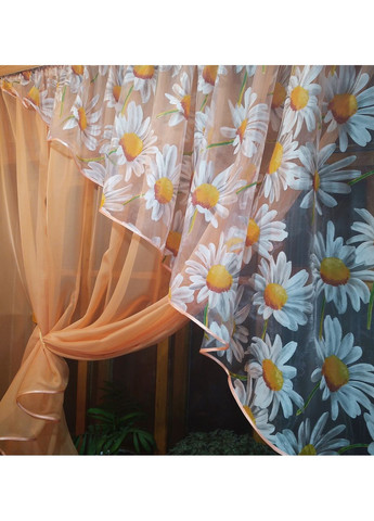 Фіранка готова Фая абрикосовий ромашка права No Brand (372133987)