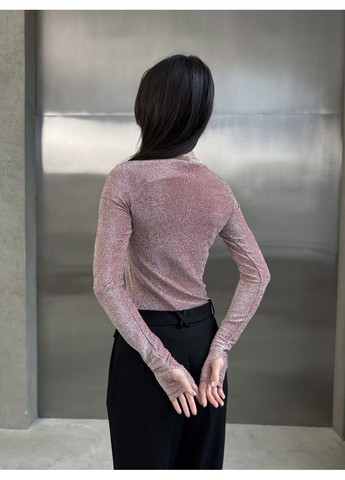 Женский блестящий лонгслив розового цвета 36168 Fashion (370757676)