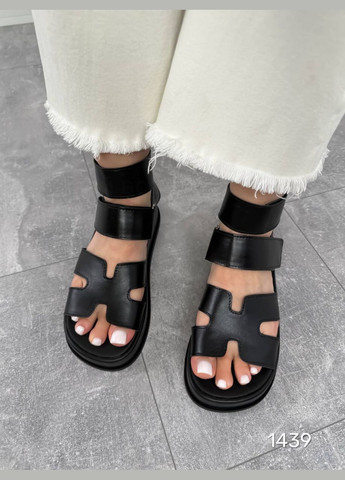 Черные стильные женские босоножки No Brand на липучке