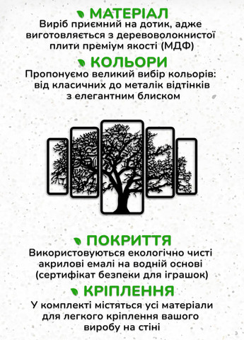Картина лофт, настінний декор для дому "Дерево картина з 5 частин", декоративне панно 35х55 см Woodyard (292113811)