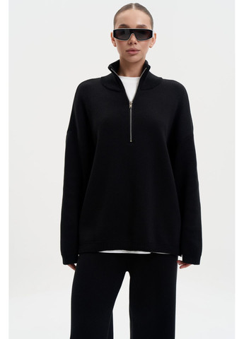 Черный демисезонный свитер с бегунцем s012 Twice