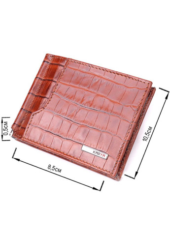 Чоловічий шкіряний затискач для грошей з монетницею і тисненням під рудий крокодила (sku_21418) No Brand (327819731)