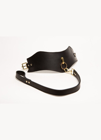 Кожаный ошейник чёрный с поводком KL-2 Edena (307925897)