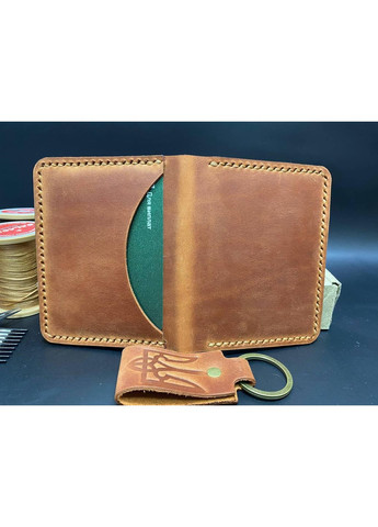 Обкладинка на ID Паспорт або Автодокументи із Натуральної Шкіри Ручної Роботи Набір + Брелок Коньячний Колір Обкладинка на Права No Brand (356508856)