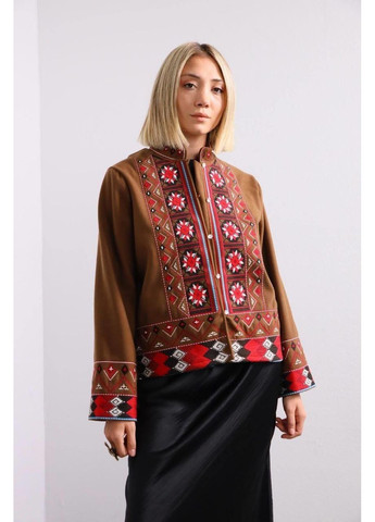Коричневый женский пиджак с вышивкой на пуговицах ESQ - всесезон