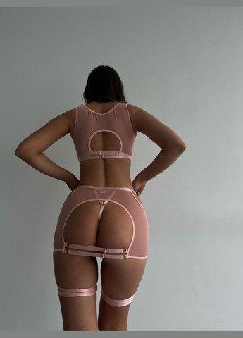 Рожевий демісезонний білизна do2311 топ+спідниця пудра Ghazel