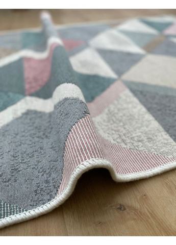 Хлопковый двусторонний ковер. Турция.Shana Arty-10 80Х150 см. Розовый, зеленый. No Brand (366293927)