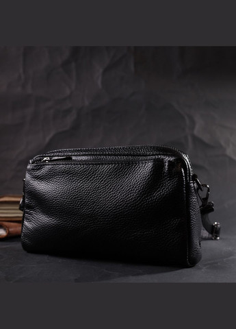 Жіноча сумка-клатч із м'якої натуральної шкіри чорна 22,5х12х5 см 22375 Vintage (329198008)