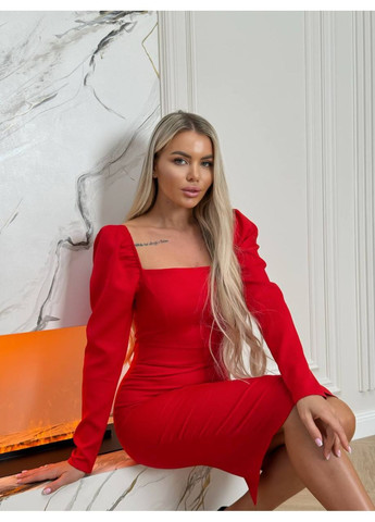 Красное праздничный, коктейльное, повседневный, вечернее, деловое платье силуэтное красное No Brand