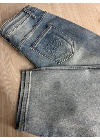 Джинси жіночі 9203-36 MOM банани напис на кишені великі розміри блакитні Sterling - (335364840)