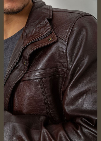 Коричневая демисезонная куртка мужская демисезонная экокожа, цвет черный, Ager