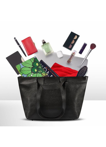 Шопер Черный - Итальянская женская мягкая сумка-шопер из натуральной кожи с двумя парами ручек на молнии с подкладкой TAKEASY (358223241)