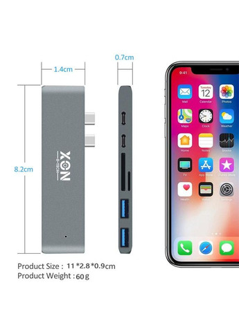 USB-хаб XON SmartHub Pro 7 в 1 (HDMI, SD/TF, 2xType-C, 2xUSB3.0) Сірий (UHCCP074300G 5191) XON E-Tech (303928586)