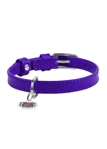 Нашийник для собак шкіряний Glamour без прикрас Ш 15 мм Д 27-36 см Фіолетовий WAUDOG (279561620)