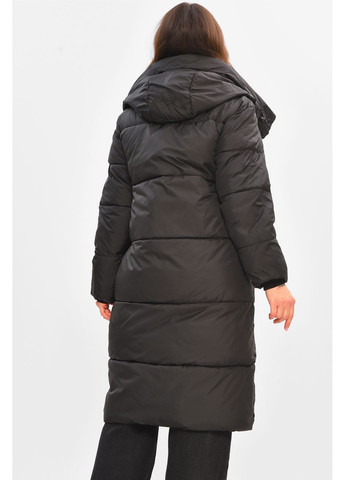 Черная зимняя куртка женская удлиненная зима черного цвета Let's Shop