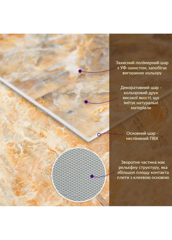 Декоративна ПВХ плита 600х600х3мм Онікс (S) SW-00001621 Sticker Wall (354657458)