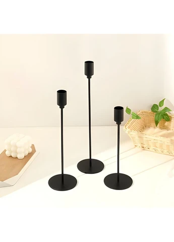 Подсвечники чёрные металлические высокие 3 предмета Tubo Black No Brand (303721949)