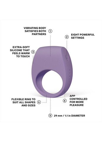 Ерекційне кільце з вібрацією Tor 3 Violet Dusk, керування зі смартфона Lelo (322740243)